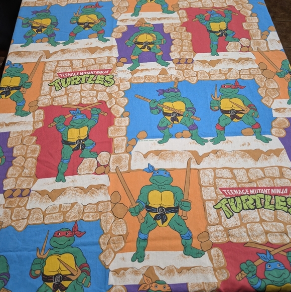 Vintage Bibb USA 1988 Teenage Mutant Ninja Turtles Flat Twin Sheet - Picture 2 of 8
